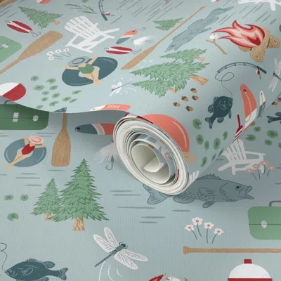 Spoonflower Peel And Stick Wallpaper Weekend At The Lake -large Scale 16in 2' X 12' Removable