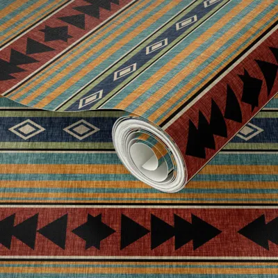 Spoonflower Peel And Stick Wallpaper Western Blanket 2' X 12' Removable