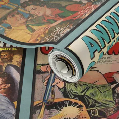 Spoonflower Peel And Stick Wallpaper Western Comic Covers 2' X 12' Removable