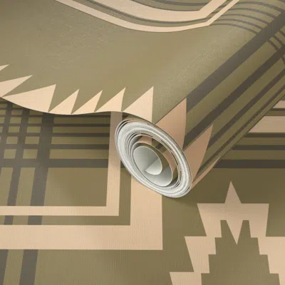 Spoonflower Peel And Stick Wallpaper Western Life Cross Blanket Sage Brush 2' X 12' Removable