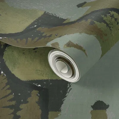 Spoonflower Peel And Stick Wallpaper Whimsical Bigfoot Loves The Pines In The Woods  Green And Charcoal 2' X 12'