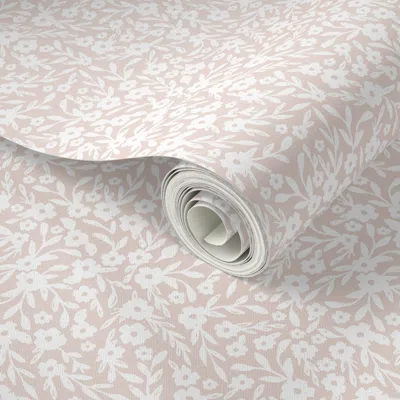Spoonflower Peel And Stick Wallpaper White Floral Blender On Muted Taupe 2' X 12' Removable