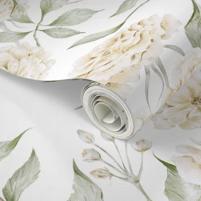 Spoonflower Peel And Stick Wallpaper White Garden Roses  Removable