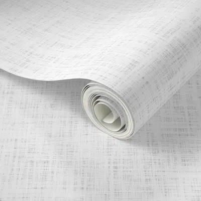 Spoonflower Peel And Stick Wallpaper White Linen No. 2 2' X 12' Removable In Gray