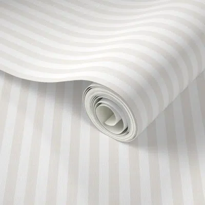 Spoonflower Peel And Stick Wallpaper White Linen Tan Linen Textured Vertical Stripe Soft Neutral Classic Cottage