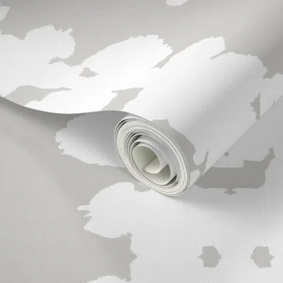 Spoonflower Peel And Stick Wallpaper White On Grey Double Inkblot 2' X 12' Removable In Multi