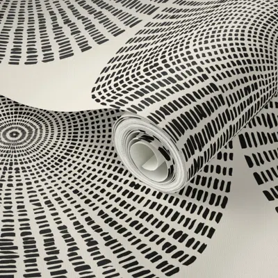 Spoonflower Peel And Stick Wallpaper Wholly Plain (black On Cream)  Removable In White