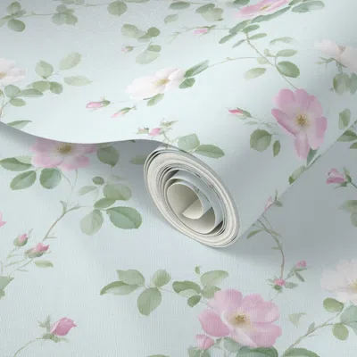 Spoonflower Peel And Stick Wallpaper Wild Roses 2' X 12' Removable