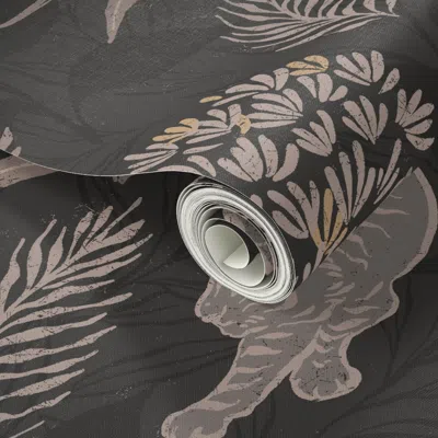 Spoonflower Peel And Stick Wallpaper Wildwood- Fauna- Large Scale- Ebony- Davy's Grey- Warm Grey- Grey 2' X 12' 