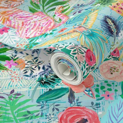 Spoonflower Peel And Stick Wallpaper Wildwood Xlarge 2' X 12' Removable In Multi