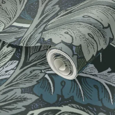 Spoonflower Peel And Stick Wallpaper William Morris Acanthus Sealight 2' X 12' Removable In Multi