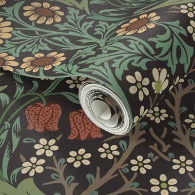 Spoonflower Peel And Stick Wallpaper William Morris Blackthorn13 Large 2' X 12' Removable