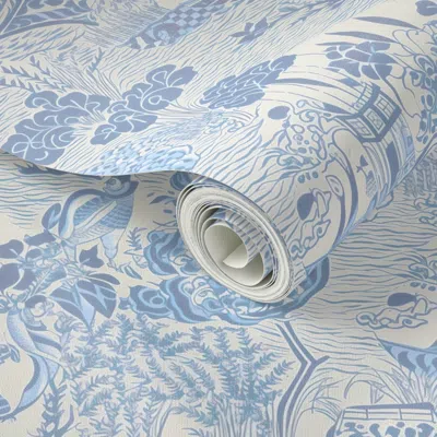 Spoonflower Peel And Stick Wallpaper Willowland Cornflower  Removable In Blue