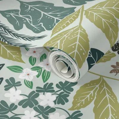 Spoonflower Peel And Stick Wallpaper Woodland Whispers Light - Large Scale 2' X 12' Removable