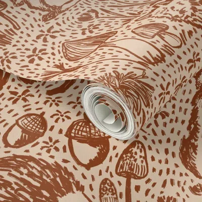 Spoonflower Peel And Stick Wallpaper Woods Of Whimsy Large-hot Coco-hufton-studio 2' X 12' Removable