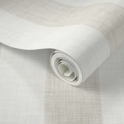 Spoonflower Peel And Stick Wallpaper Woven Texture Wide Cabana Stripes In Pale Oak Beige 2' X 12' Removable
