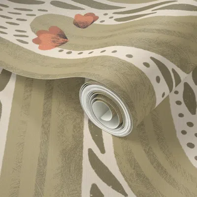 Spoonflower Peel And Stick Wallpaper Wyatt (light Sage) 2' X 12' Removable In Green