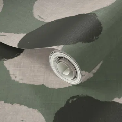 Spoonflower Peel And Stick Wallpaper Xl Abstract Farmhouse Japandi Boho Organic Brushstroke Dots Rosepine Green 