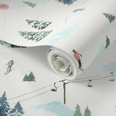 Spoonflower Peel And Stick Wallpaper (xl) Ski Resort Offwhite Extra Large Scale 24 In 2' X 12' Removable