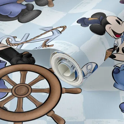 Spoonflower Peel And Stick Wallpaper Xl Steamboat Willie Gang On Checks 2' X 12' Removable