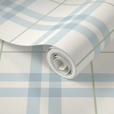 Spoonflower Peel And Stick Wallpaper Yates Blue Green Traditional Double Windowpane Plaid Preppy  Removable