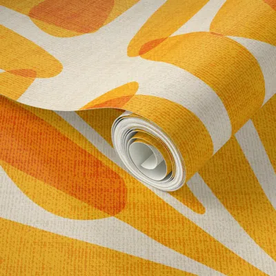 Spoonflower Peel And Stick Wallpaper Yellow Flower 2' X 12' Removable