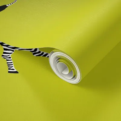 Spoonflower Peel And Stick Wallpaper Zebra Hi5 Acid Green 2' X 12' Removable