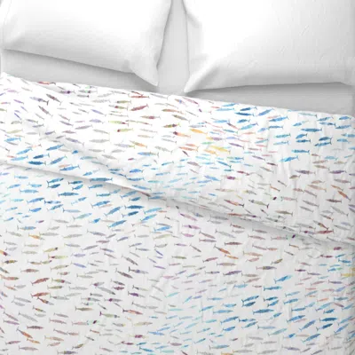 Spoonflower Pelagic Ii Blue On White 24inl Wide Cotton Sateen 3.5 oz 26" X 20" Standard Knife Edge
