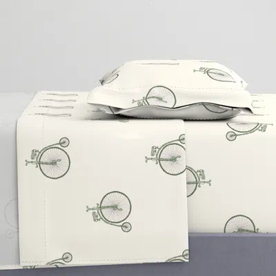 Spoonflower Penny Farthing Cycle Vintage Green Twin Xl Sheet Set