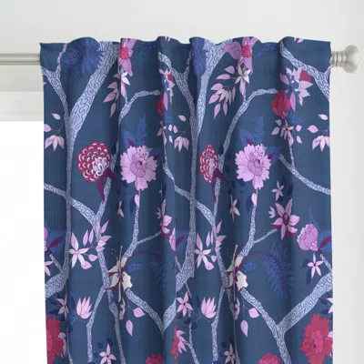 Spoonflower Peony Branch Plum And Red Curtain Panel
