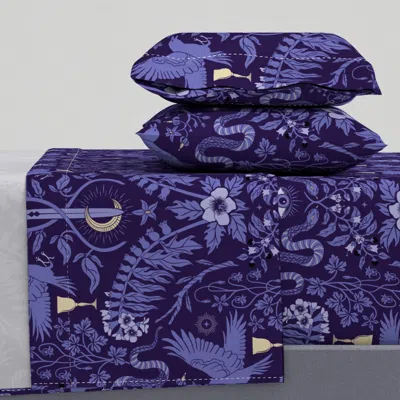 Spoonflower Periwinkle Witch Garden Very Peri Medicinal Poisonous Plants Ravens King Sheet Set