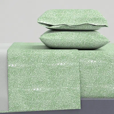 Spoonflower Petite Shagreen White On Green King Sheet Set