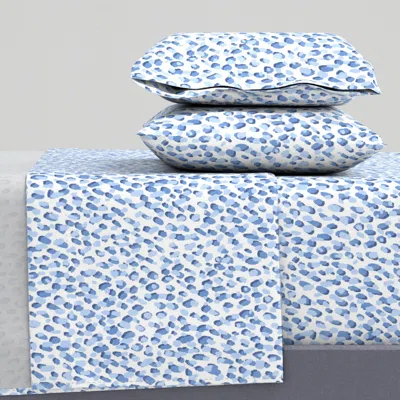 Spoonflower Phoebe Blues On White Full Sheet Set
