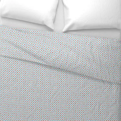 Spoonflower Phoebe - Mini Check - Blue & Red Wide Cotton Sateen 3.5 oz 26" X 20" Standard Knife Edge