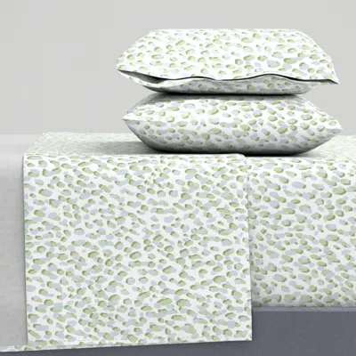 Spoonflower Phoebe Soft Blue And Green Spots King Sheet Set