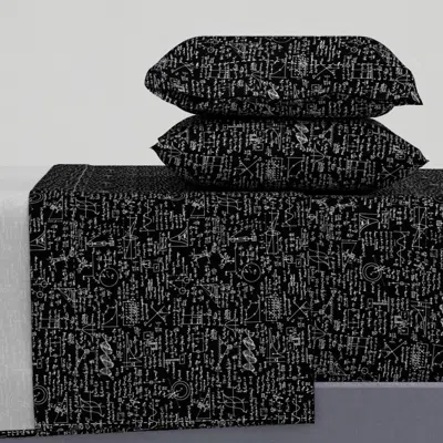 Spoonflower Physics Equations On Black // Large King Sheet Set