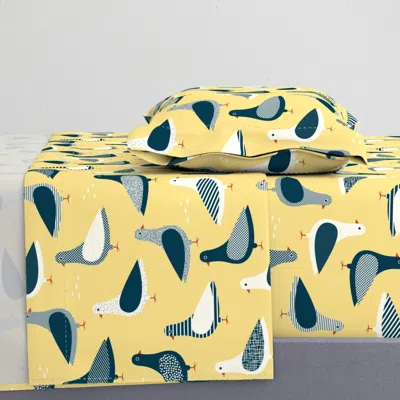 Spoonflower Pigeons - Butter Twin Sheet Set