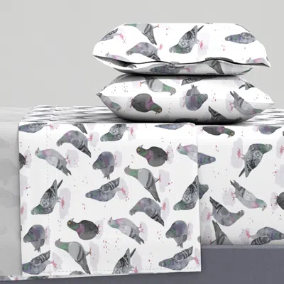 Spoonflower Pigeons Cal King Sheet Set