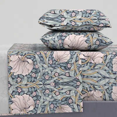 Spoonflower Pimpernel W. Morris Revival Soft Blue-green-gray Blush Pink Large Scale 21" Full Sheet S