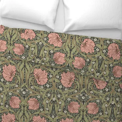 Spoonflower Pimpernel William Morris Heritage Glamour & Cottage Flowers Deco Sage Green Euro Pillow