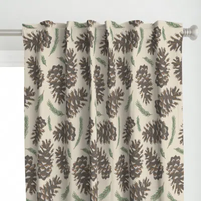 Spoonflower Pine Cones On Tan Curtain Panel