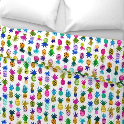 Spoonflower Pineapple Fun / White Background / Extra Large Wide Cotton Sateen 3.5 oz 26" X 20" Standard Knife Ed