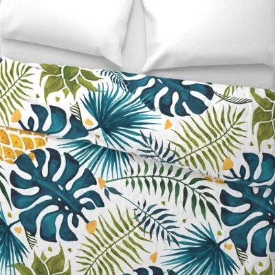 Spoonflower Pineapple Tropical(large Scale) Wide Cotton Sateen 3.5 oz 26" X 20" Standard Knife Edge