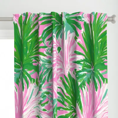 Spoonflower Pink And Green Palms Curtain Panel