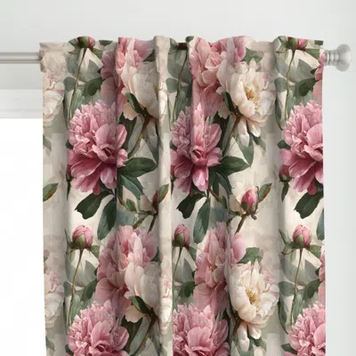 Spoonflower Pink And White Peonies 2 Curtain Panel
