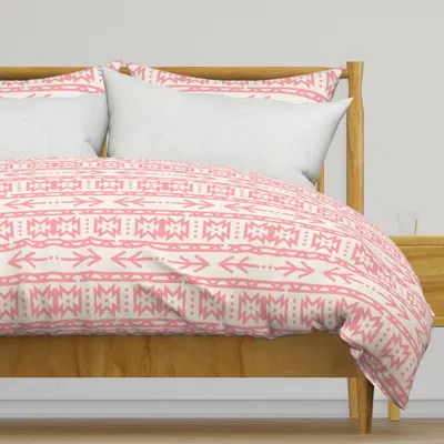 Spoonflower Pink Aztec On Linen Duvet Cover