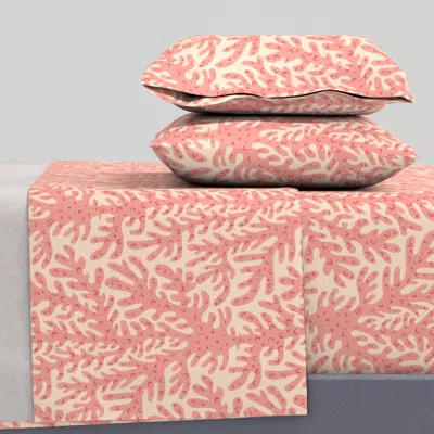 Spoonflower Pink Coral Reef Wallpaper Beachy Boho Coastal  (s) Queen Sheet Set