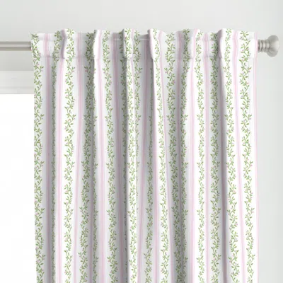 Spoonflower Pink Green Libby Stripe Curtain Panel