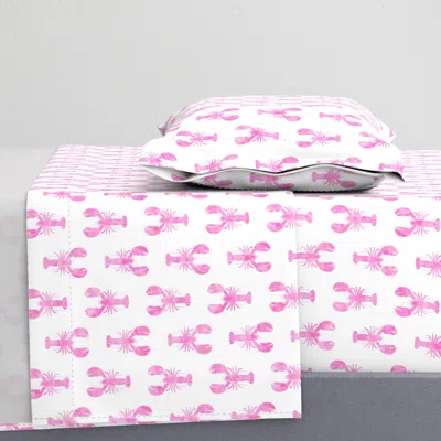 Spoonflower Pink Lobster Fabric Twin Xl Sheet Set