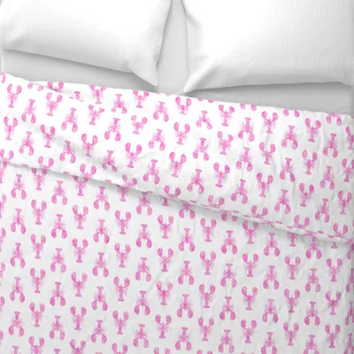 Spoonflower Pink Lobster Fabric Wide Cotton Sateen 3.5 oz 26" X 20" Standard Knife Edge